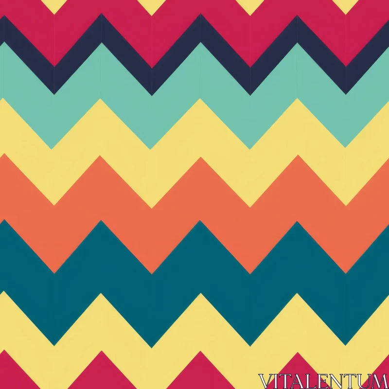 Colorful Zigzag Retro Pattern Design AI Image