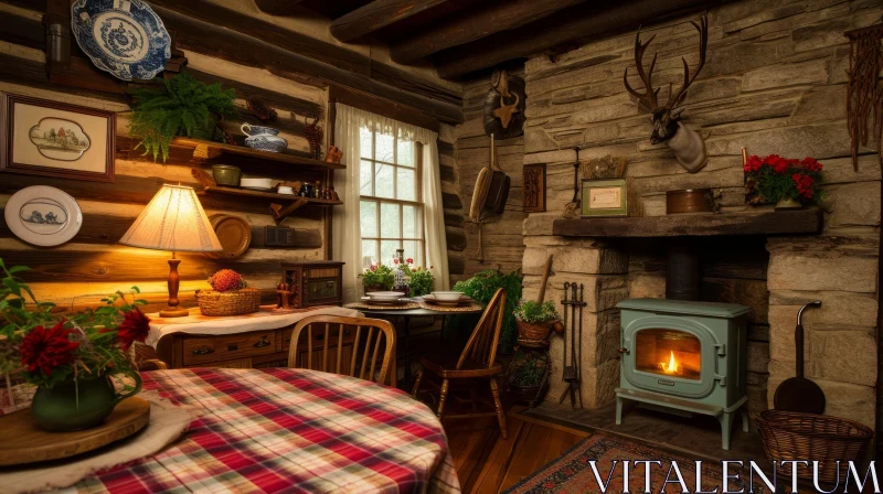 Cozy Rustic Living Room in a Log Cabin | Interior Design AI Image
