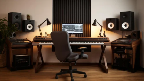 Modern Music Studio with Electronic Equipment