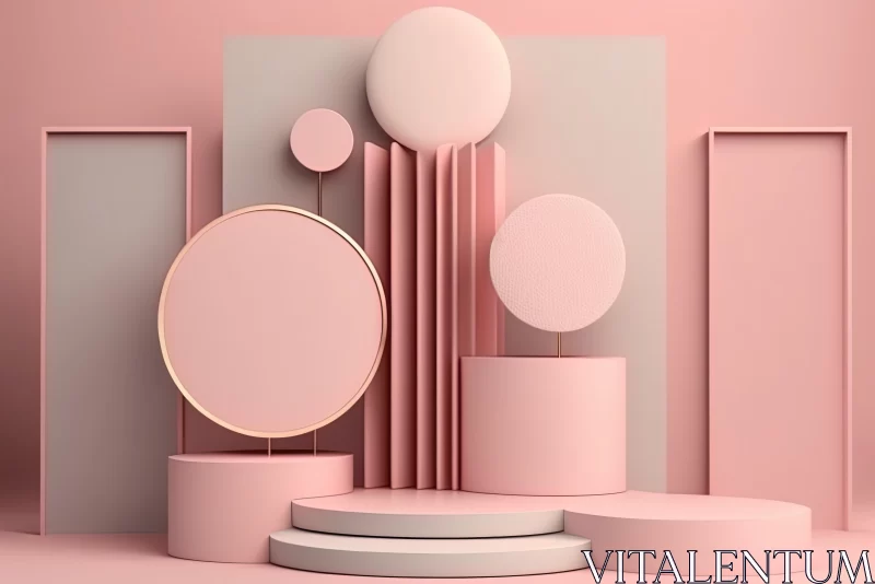 Pink Abstract Stage: A Meticulously Detailed 3D Rendering AI Image