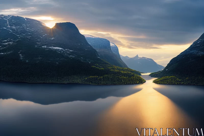 Serene Mountain Lake Reflecting the Sunrise | Expansive Landscapes AI Image