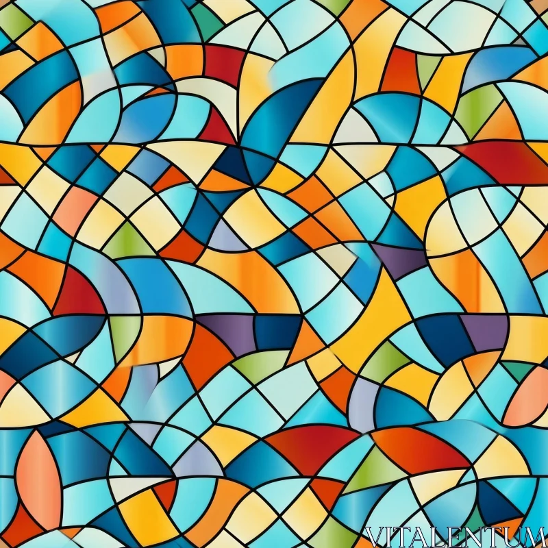 Stained Glass Mosaic Pattern - Colorful Glass Pieces AI Image