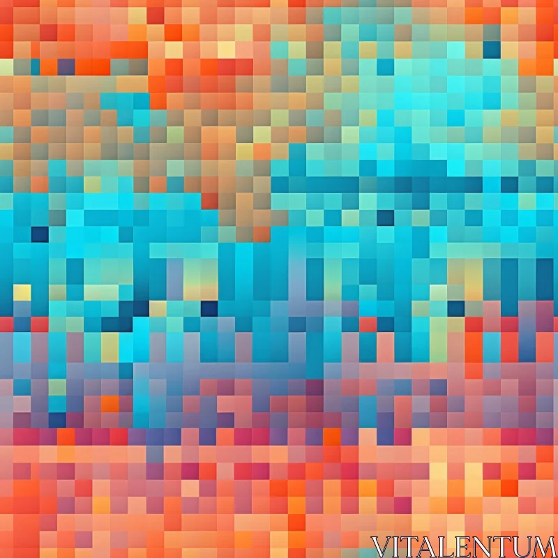 AI ART Pixelated Mosaic of Warm Colors - Background Texture
