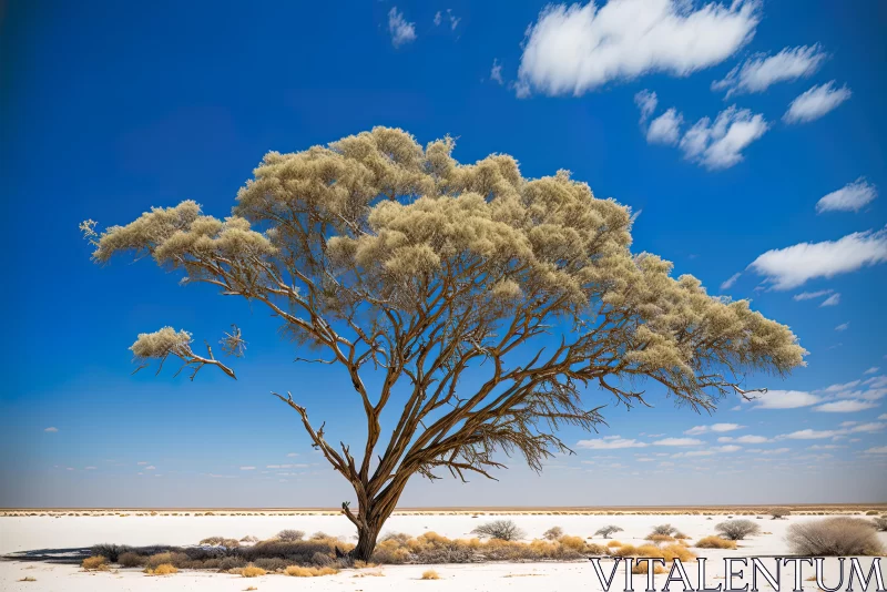 Serene Tree in a White Desert - Captivating Nature Photography AI Image