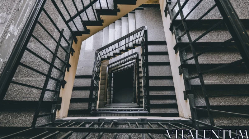 Spiral Staircase: A Captivating Composition of Gray Marble and Black Metal AI Image