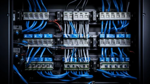 Structured Cabling System in Data Center with Blue Cables