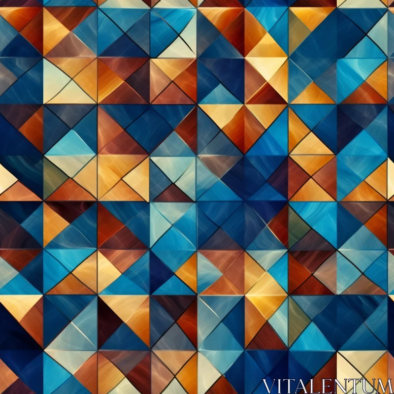 AI ART Blue, Brown, and Orange Triangle Pattern