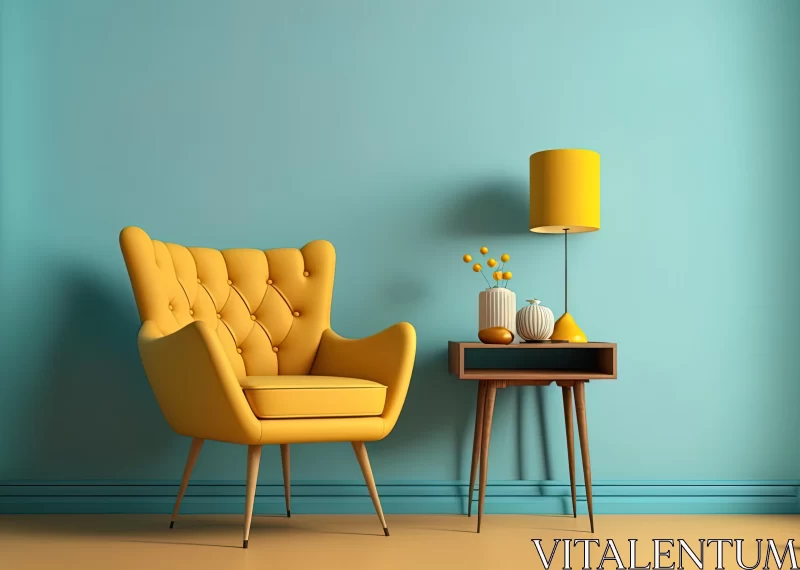 Captivating Yellow Chair in Vibrant Interior | Photorealistic Rendering AI Image