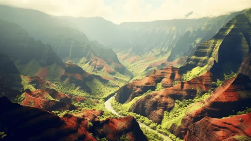 Red Mountains in Hawaii: A Delicately Rendered Nature Wonders Artwork