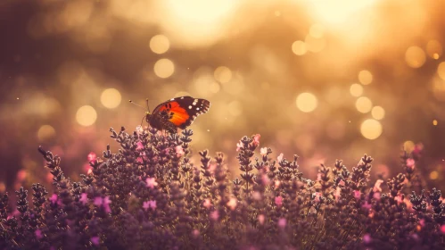 Serene Butterfly on Lavender Field