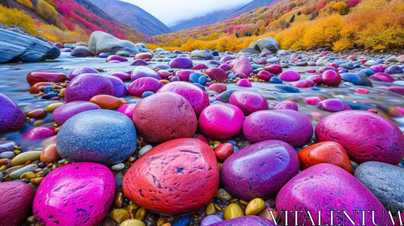 Close-Up of Colorful Riverbed: A Captivating Natural Beauty AI Image