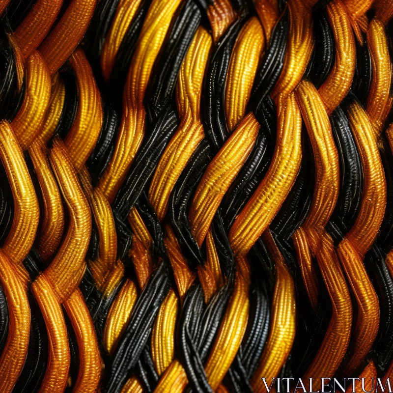 Elegant Black and Gold Ribbed Fabric Close-Up AI Image