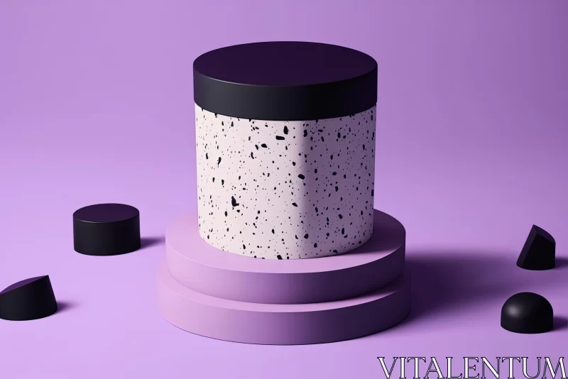 Sand Pot on Purple Background with Black Pieces - Minimalistic Geometric Shapes AI Image