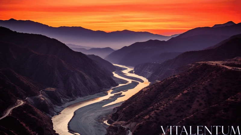Stunning Sunset over Tianjin Mountains in China | Saturated Color Fields AI Image