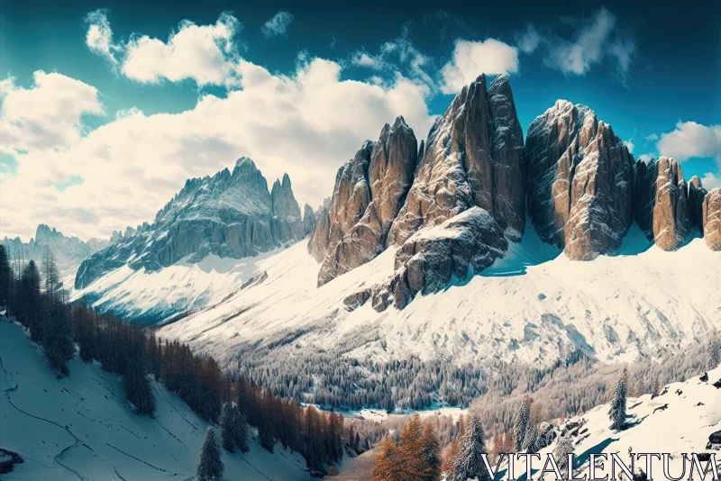 Beautiful Dolomite Landscape Painting | Snow Scenes | Agfa Vista AI Image