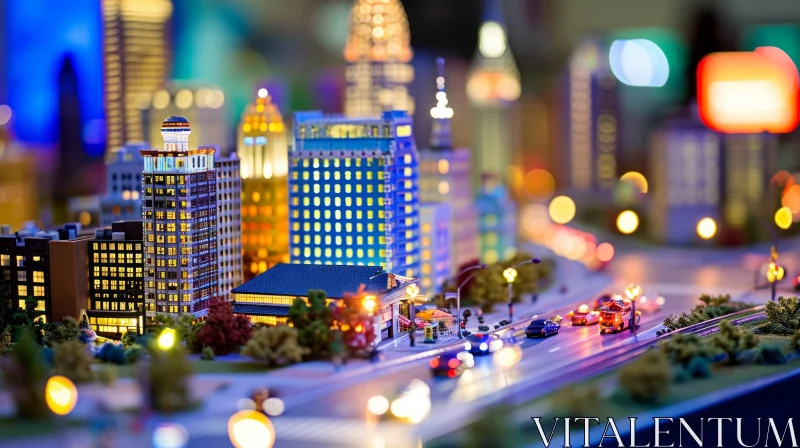 Captivating Miniature City: Model Buildings, Cars, and Trees AI Image
