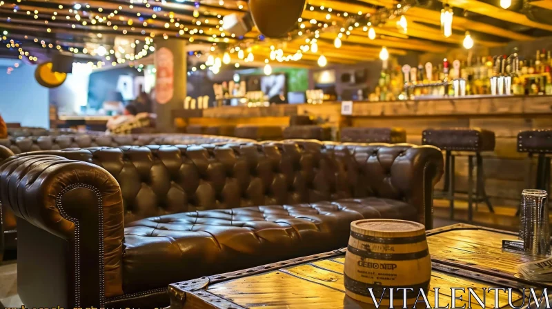 Cozy Interior of a Bar or Pub | Wooden Bar, Brick Walls AI Image