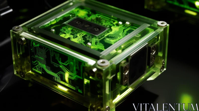 AI ART Green Transparent Computer Case with Circuit Board Inside