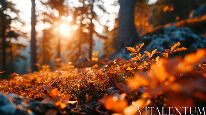 Autumn Forest Floor: Vibrant Leaves and Moss AI Image