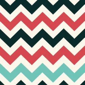 Retro Geometric Vector Pattern - Red, Blue, White Chevrons