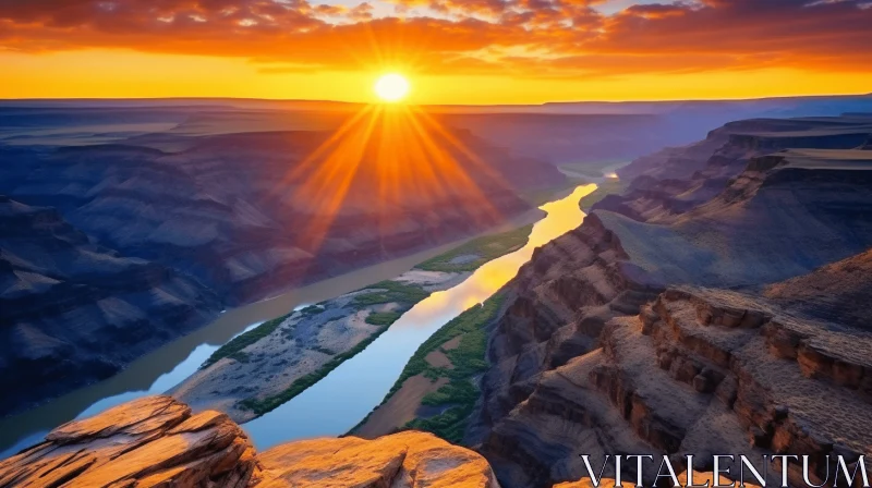 Sunrise Over the Grand Canyon: A Captivating Romantic Riverscape AI Image