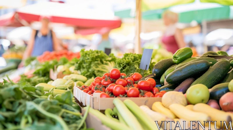Vibrant Farmer's Market: Fresh and Colorful Vegetables for Sale AI Image