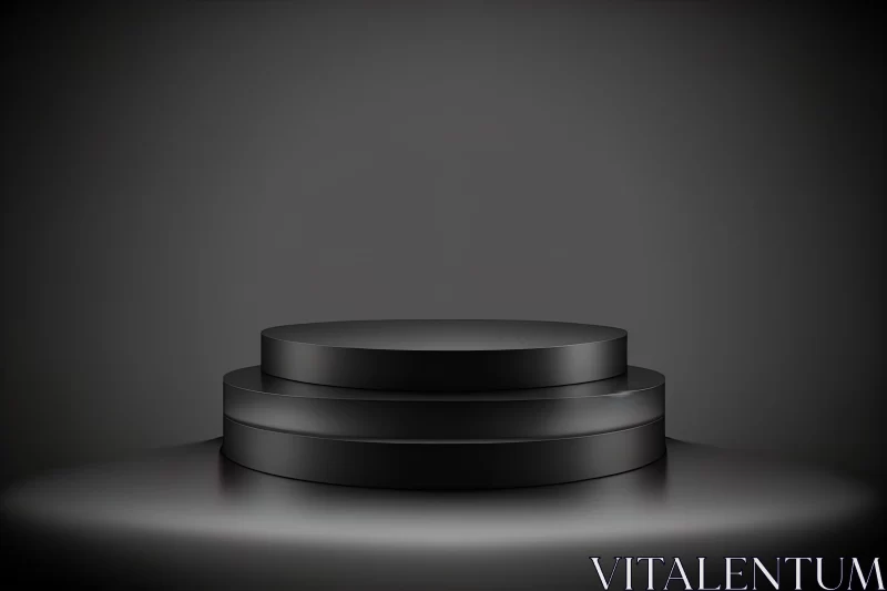 Captivating Black Pedestal on Flat Black Background - Hyperrealistic Composition AI Image