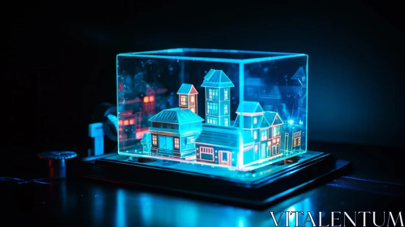 Enchanting 3D Diorama: Magical Glass Townscape AI Image