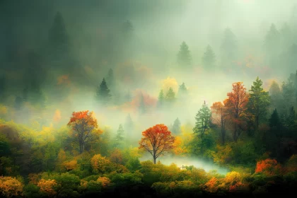 Enchanting Autumn Forest Painting | Captivating Misty Atmosphere