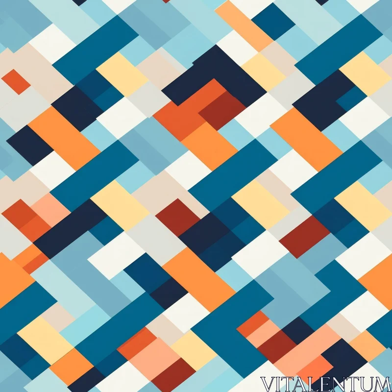 AI ART Blue and Orange Geometric Rectangles Pattern