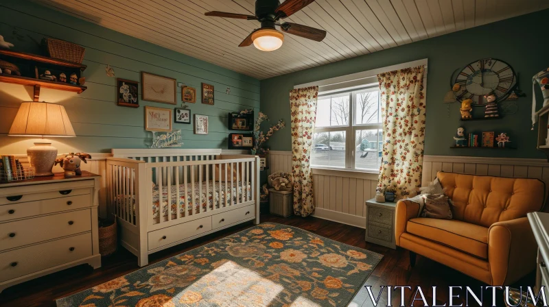 Cozy and Inviting Nursery with Vintage Decor AI Image