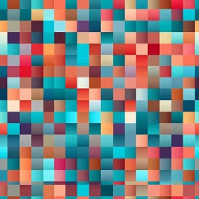 Pixelated Mosaic with Warm and Cool Color Gradient