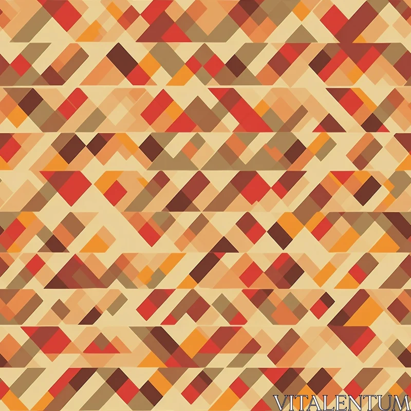 AI ART Warm Geometric Pattern in Brown, Orange, and Red