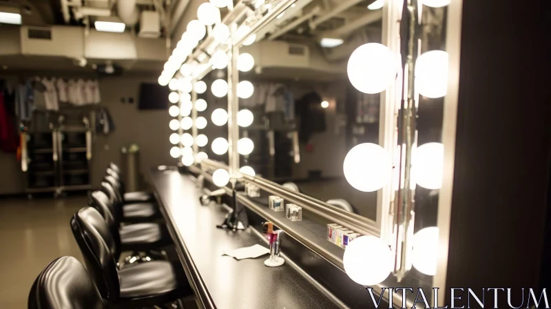 Elegant Dressing Room with Make-up Mirrors and Chairs AI Image