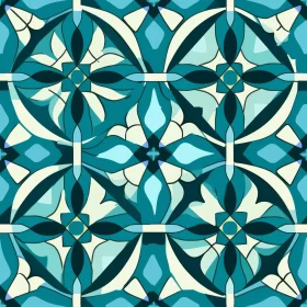 Floral Teal Blue White Tile Pattern
