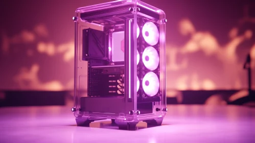 Pink Transparent Mid-Tower PC Case with LED Fans