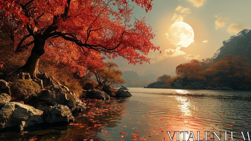 Autumn Lake Landscape: Serene Beauty of Nature AI Image