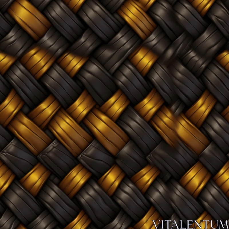Black and Gold Woven Pattern - Seamless Texture Design AI Image
