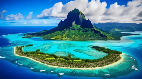 Bora Bora Mountain in Crystal Blue Waters | Saturated Color | Matte Painting | National Geographic