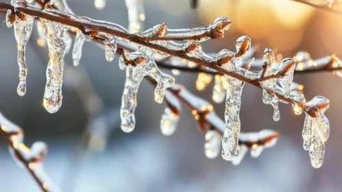 Enchanting Tree Branch Covered in Ice