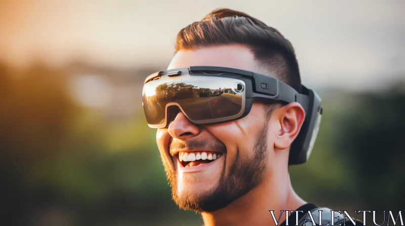 Augmented Reality Glasses Model Smiling AI Image