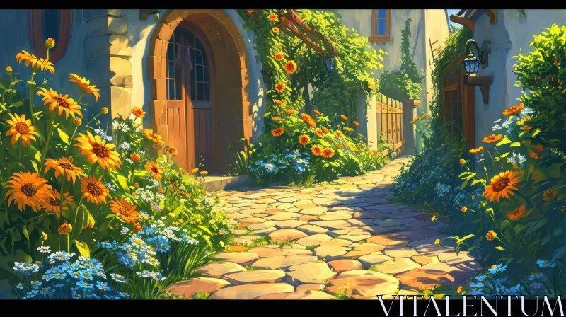 AI ART Charming Streetscape of a Small European Town | Serene and Tranquil Ambience