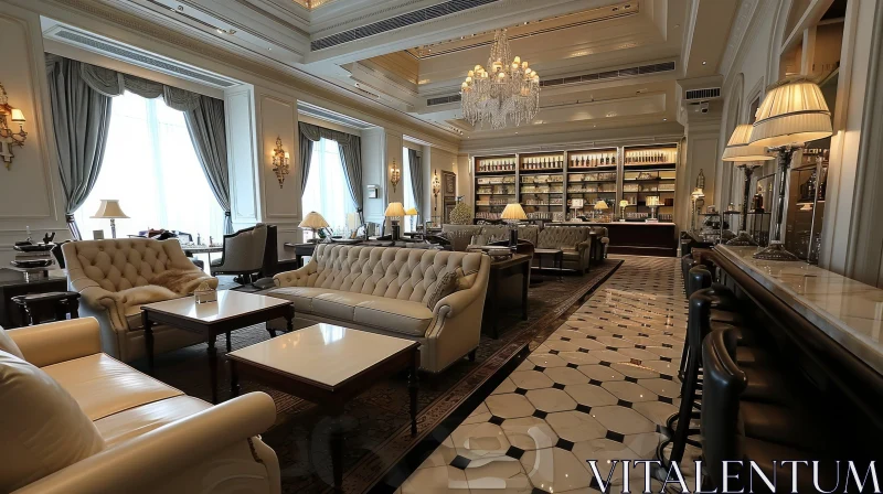 Elegant Hotel Lobby with Classic Decor and Artwork AI Image
