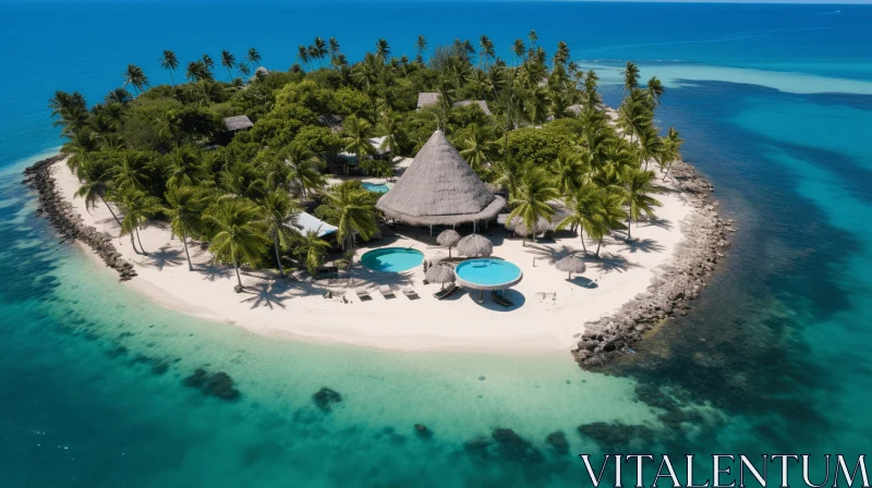 Luxurious Island Resort with Stunning Views of Nature AI Image