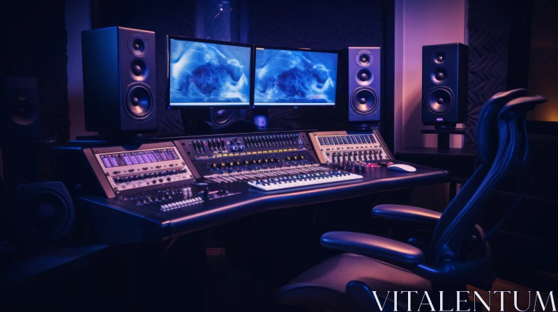 Professional Sound Recording Studio - Audio Mixing Console Setup AI Image