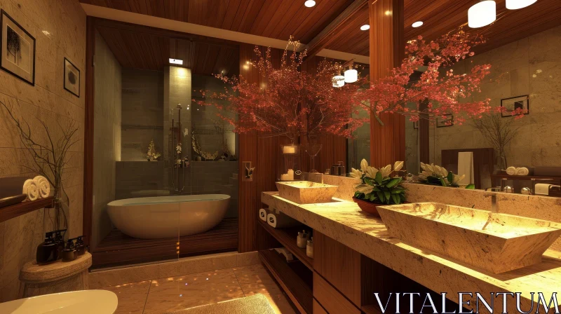 Luxurious Bathroom with Spacious Bathtub and Modern Decor AI Image