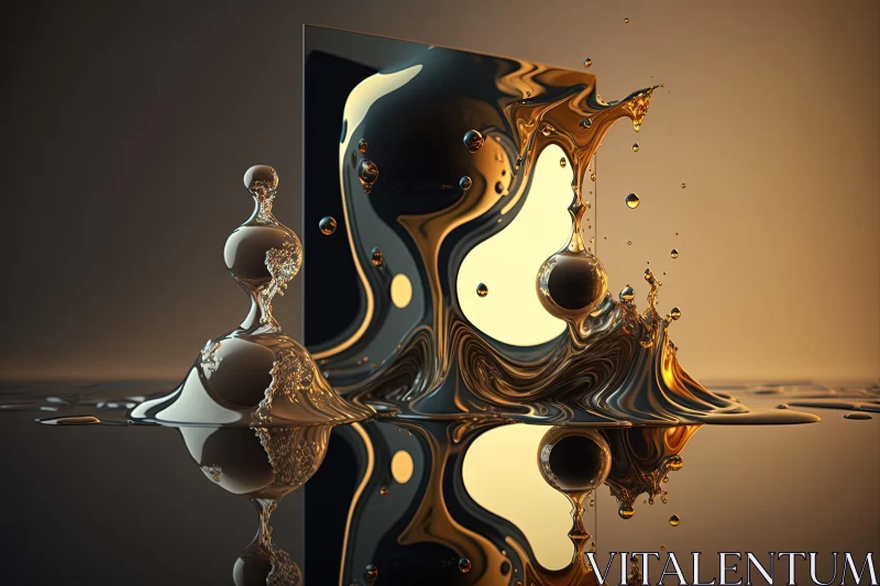 Surreal 3D Abstract Art - Majestic Composition with Contrasting Balance AI Image