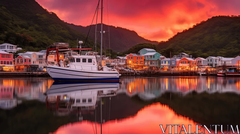 Tranquil Marina at Sunset | Vibrant Street Scenes | Maori Art AI Image