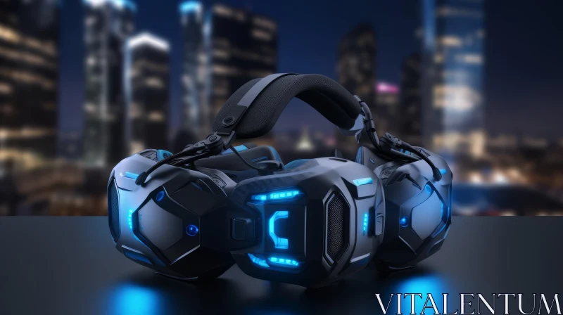 Modern Virtual Reality Headset in Cityscape AI Image