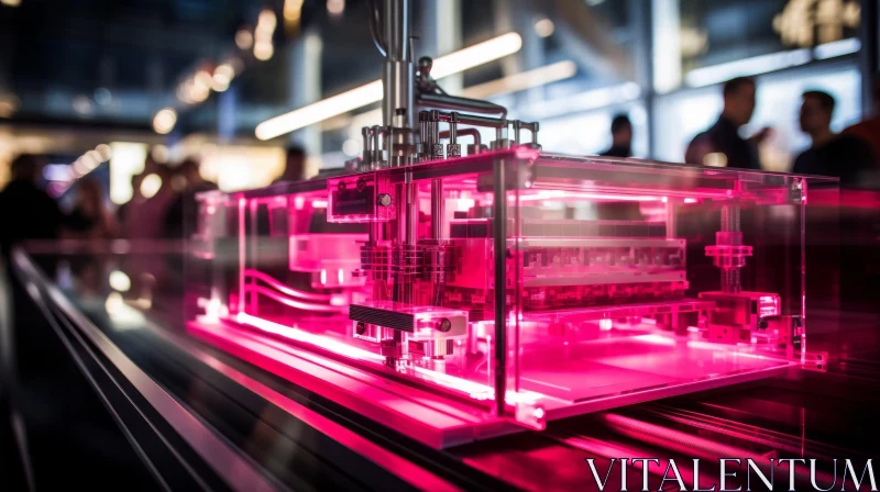 3D Printer Printing Circuit Board in Pink Lighting AI Image